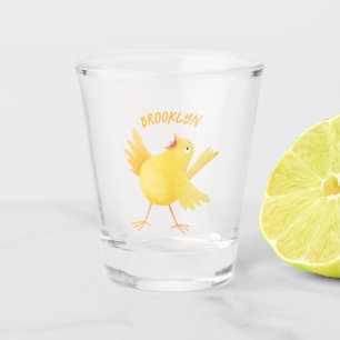 Vaso De Chupito Personalizado de pájaro canario amarillo cantando
