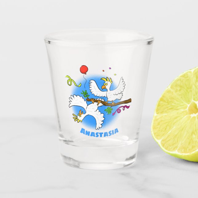 Vaso De Chupito Personalizado de pájaros de cacatúa graciosa (Anverso)