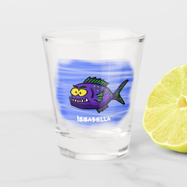 Vaso De Chupito Personalizado de pescado piraña (Anverso)