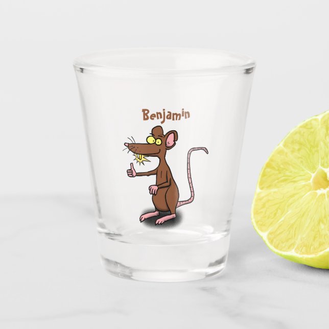 Vaso De Chupito Personalizado de pulgares hacia arriba de rata mar (Anverso)