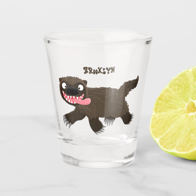 Vaso De Chupito Personalizado de un animal lobverino hambriento (Anverso)