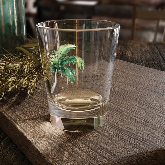 Vaso De Chupito Personalizado de vacaciones de la familia Palm Tre (Coastal Palm Tree Family Vacation Shot Glass)