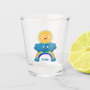 Vaso De Chupito Personalizado del arco iris de la nube de sol feli
