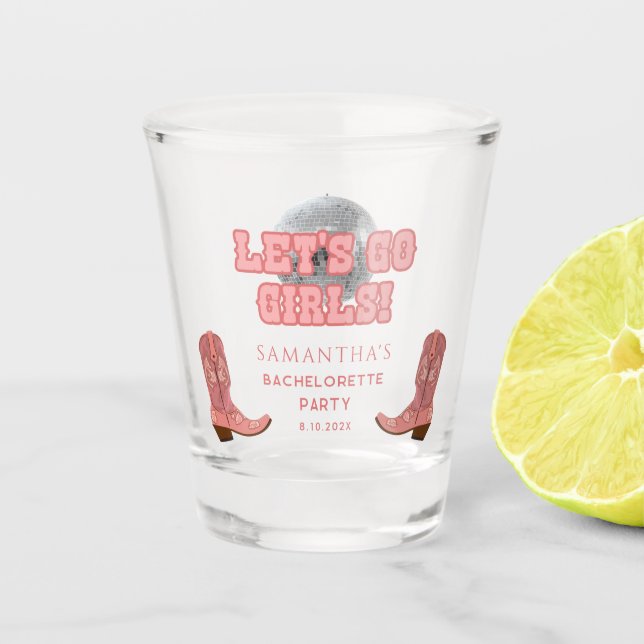 Vaso De Chupito Personalizado del partido Bachelorette de Retro Di (Anverso)