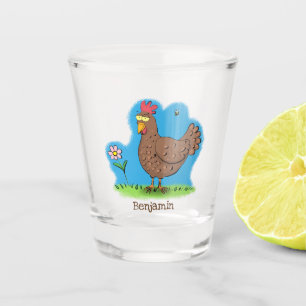 Vaso De Chupito Personalizado divertido de pollo rústico y caprich