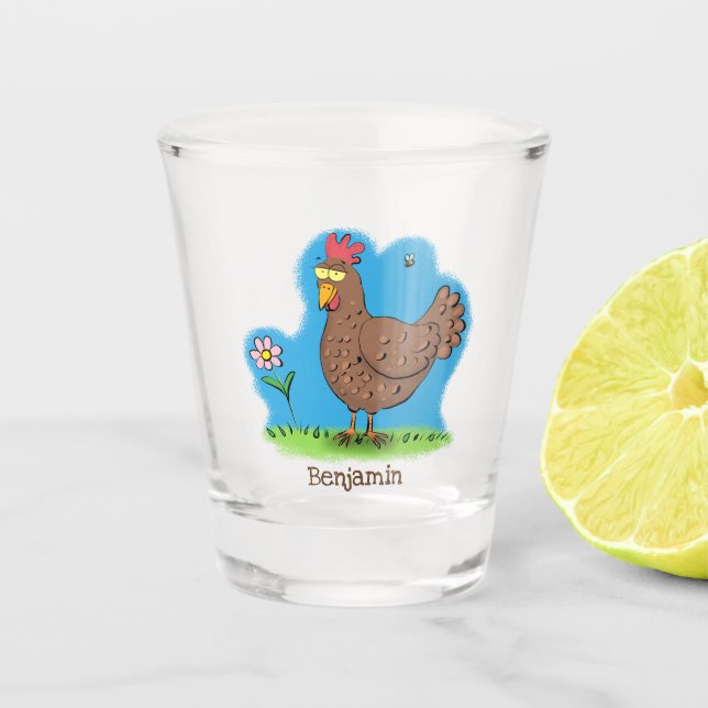 Vaso De Chupito Personalizado divertido de pollo rústico y caprich (Anverso)