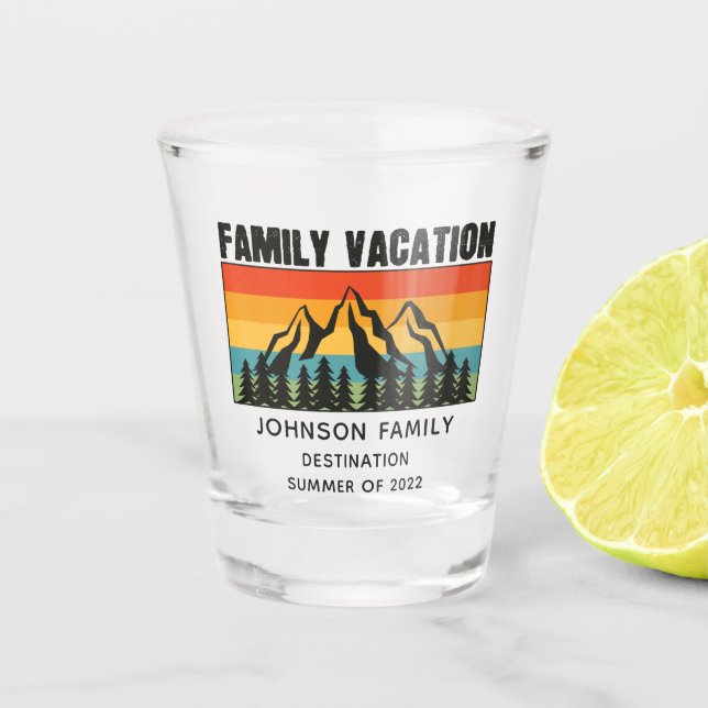 Vaso De Chupito Personalizado Familia Vacaciones Montañas Senderis (Anverso)