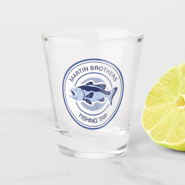 Vaso De Chupito Personalizado Fisherman Blue Bass Fish (Anverso)