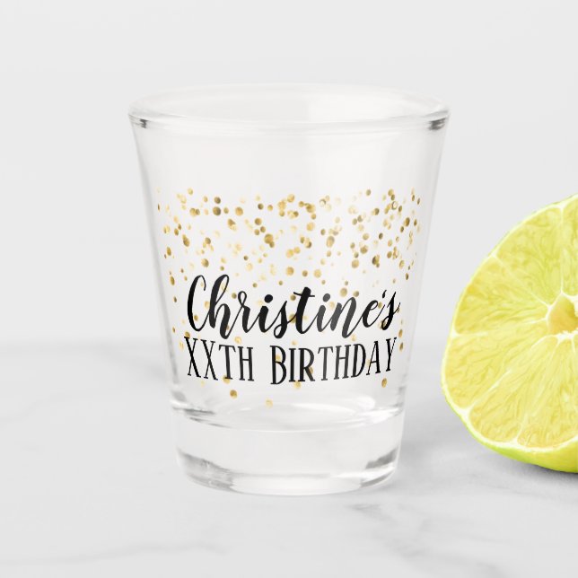 Vaso De Chupito Personalizado Floral Cumpleaños Favor Disparado (Anverso)