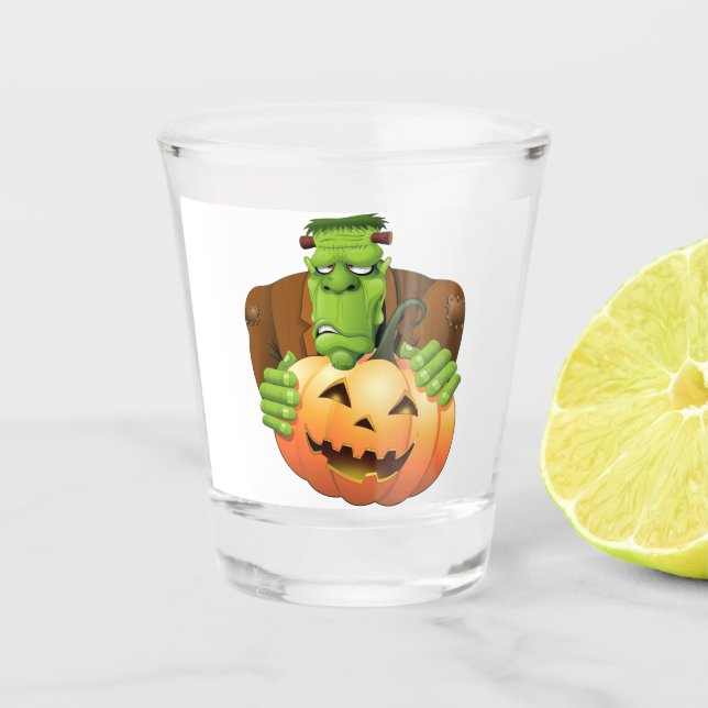 Vaso De Chupito Personalizado Frankenstein con Calabaza (Anverso)