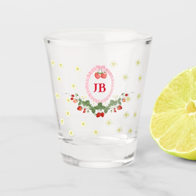 Vaso De Chupito Personalizado Fresa Monogramada - Personalizada (Anverso)