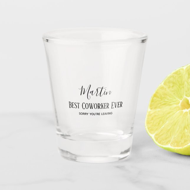 Vaso De Chupito Personalizado: Jefe de Coworker deja cita graciosa (Anverso)