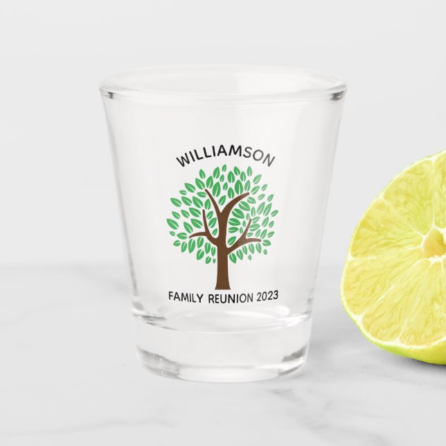 Vaso De Chupito Personalizado kepsake del árbol de la unión famili (Anverso)