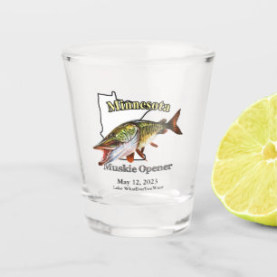 Vaso De Chupito Personalizado Lago/Fecha Minnesota Muskie Opener