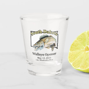 Vaso De Chupito Personalizado Lake and Date Dakota del Sur Walleye