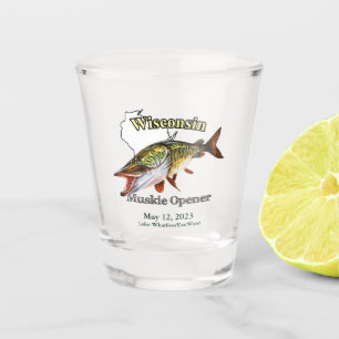 Vaso De Chupito Personalizado Lake/Date Wisconsin Muskie Opener