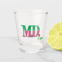 Vaso de chupito personalizado 'M.D.' rosa y verde