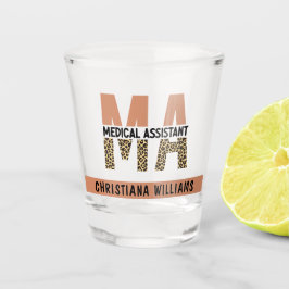 Vaso De Chupito Personalizado MAMÁES Auxiliar Médico Leopard Print