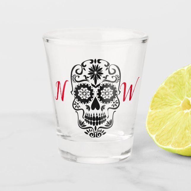 Vaso De Chupito Personalizado Monograma Personalizado Calavera de  (Anverso)