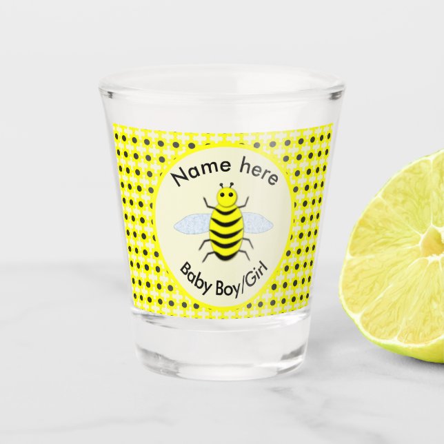 Vaso De Chupito Personalizado Neutral de Abeja Amarilla Cute Géner (Anverso)