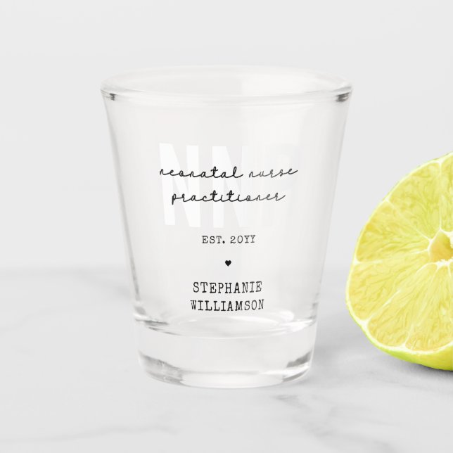 Vaso De Chupito Personalizado NNP Enfermera neonatal Profesional (Anverso)