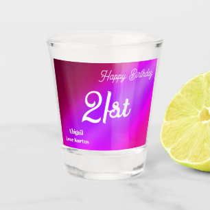 Vaso De Chupito Personalizado Ombre Rosado 21ª Vidrio A Disparo