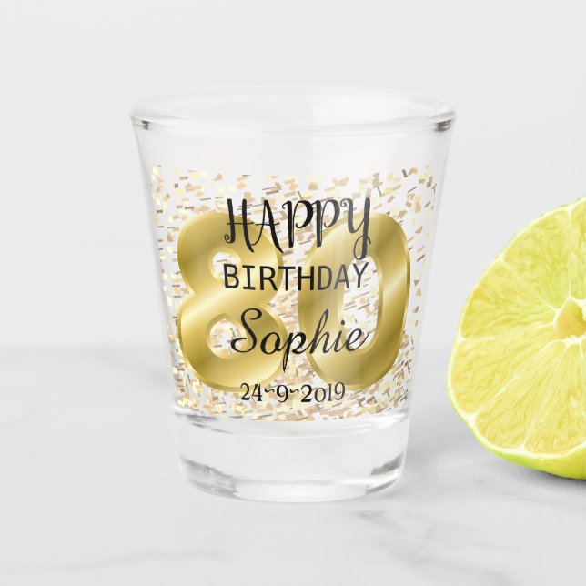 Vaso De Chupito Personalizado Personalizado 80º cumpleaños (Anverso)