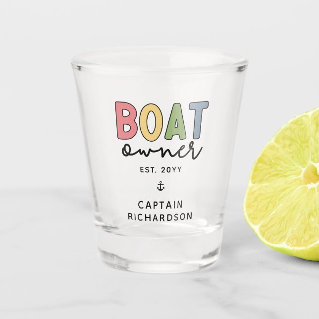 Vaso De Chupito Personalizado Propietario de barcos creó nuevos re (Anverso)