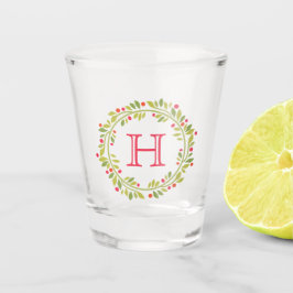 Vaso De Chupito Personalizado Red Holly Berries Green Leaves Wreat