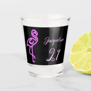 Vaso De Chupito Personalizado Retro Tropical Neon Flamingo 21º cum
