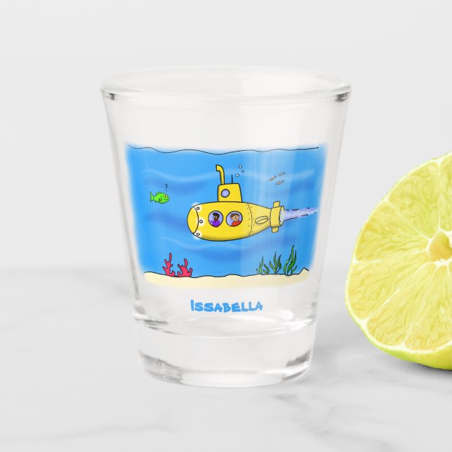 Vaso De Chupito Personalizado submarino feliz (Anverso)