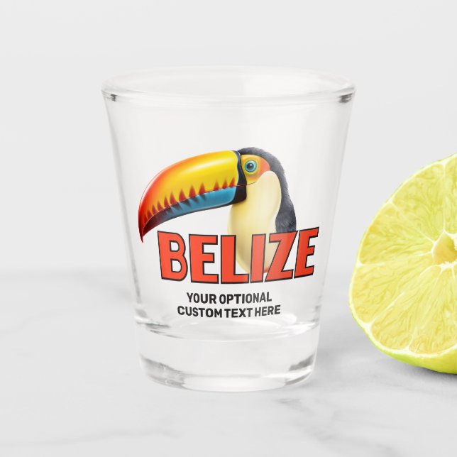 Vaso De Chupito Personalizado Texto BELICE Toucan (Anverso)