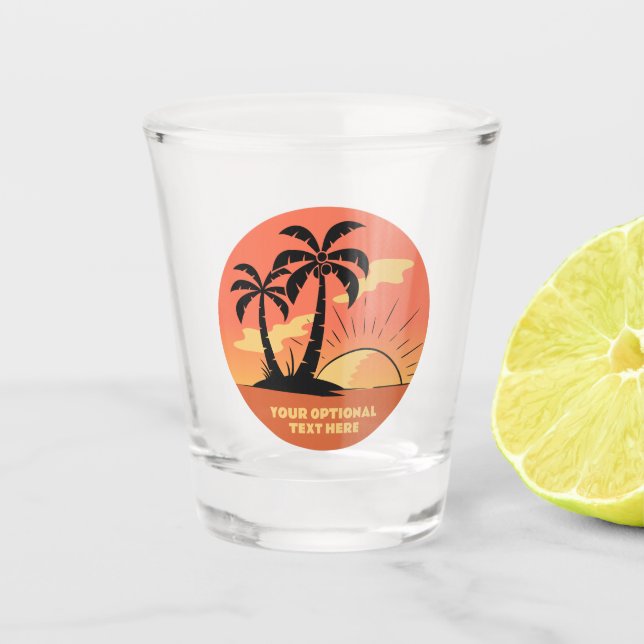 Vaso De Chupito Personalizado Texto Isla tropical Atardecer (Anverso)