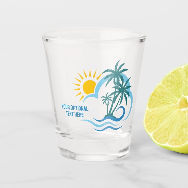 Vaso De Chupito Personalizado Texto Islas Tropicales (Anverso)