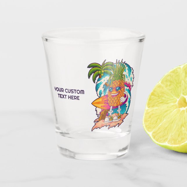 Vaso De Chupito Personalizado Texto Surfing Pineapple (Anverso)