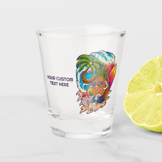 Vaso De Chupito Personalizado Texto Surfing Pineapple (Anverso)