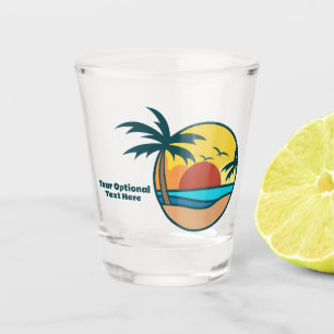 Vaso De Chupito Personalizado Textos Playa Tropical Atardecer