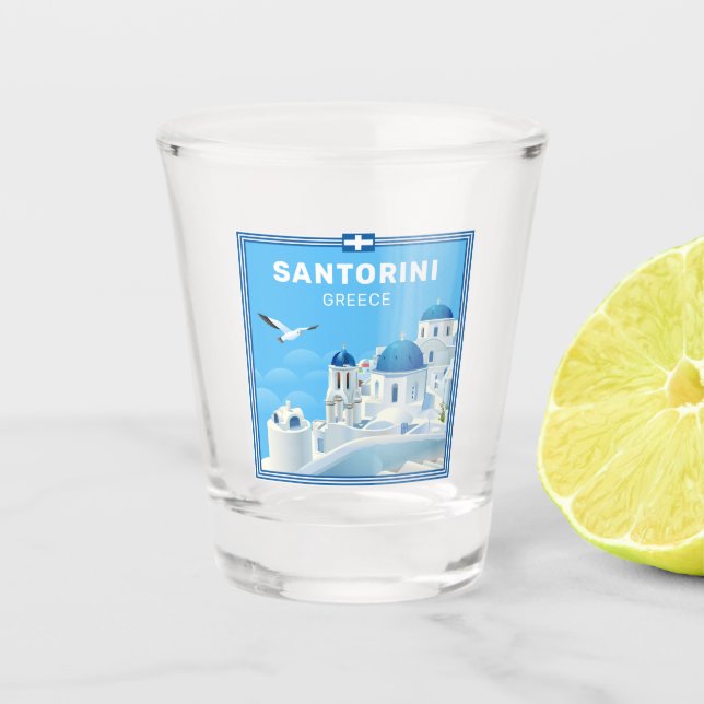 Vaso De Chupito Personalizado Textos Santorini Grecia (Anverso)