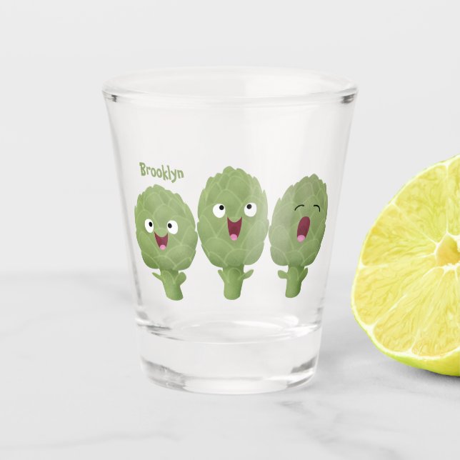 Vaso De Chupito Personalizado vegetal de alcachofas de canto lindo (Anverso)