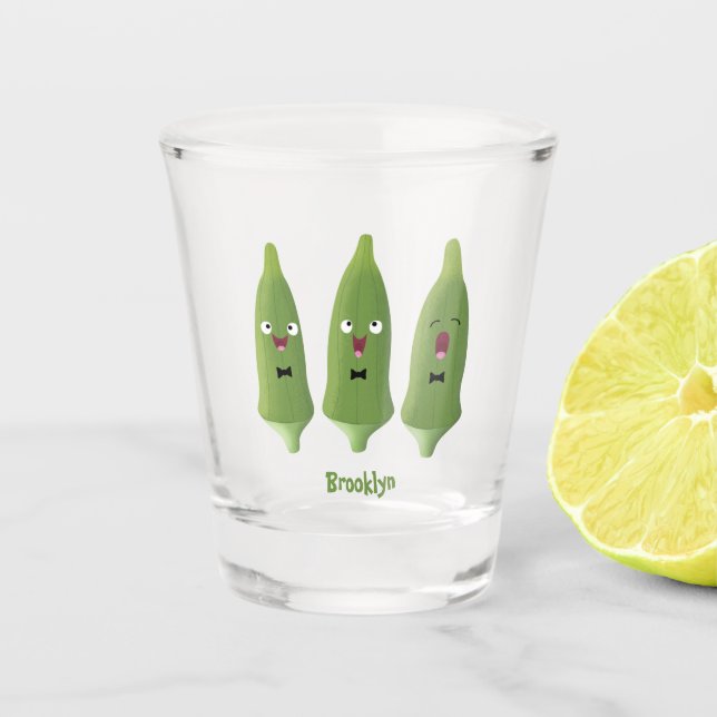 Vaso De Chupito Personalizado vegetal de okra cantante (Anverso)