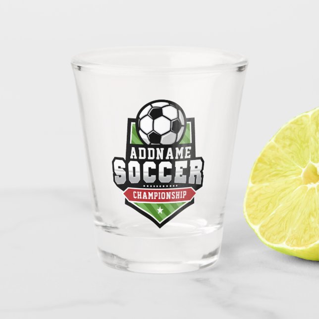Vaso De Chupito Personalizar Soccer ADD TEXTO Varisity Team Player (Anverso)