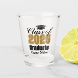 Vaso De Chupito Personalized Gold Black Class of 2026 Graduation