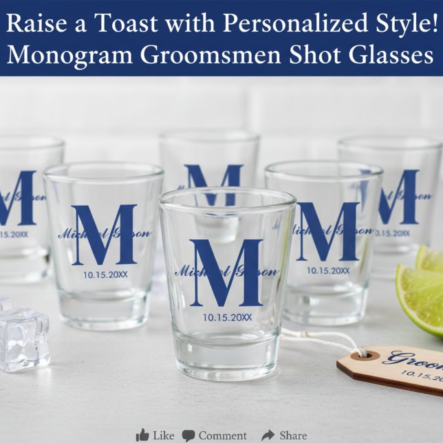 Vaso De Chupito Personalized Monogram & Name for Groomsmen (Personalized Monogram & Name for Groomsmen Shot Glass)