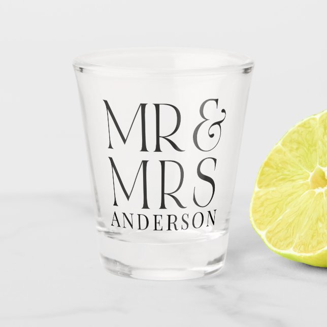 Vaso De Chupito Personalized Mr & Mrs Surname & Date (Anverso)