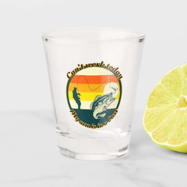 Vaso De Chupito Pesca divertida no puede funcionar Hoy mi brazo es (Anverso)