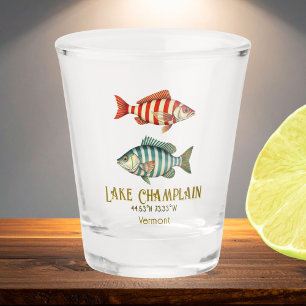 Vaso De Chupito Pescado acuático del lago Champlain Vermont Nueva 