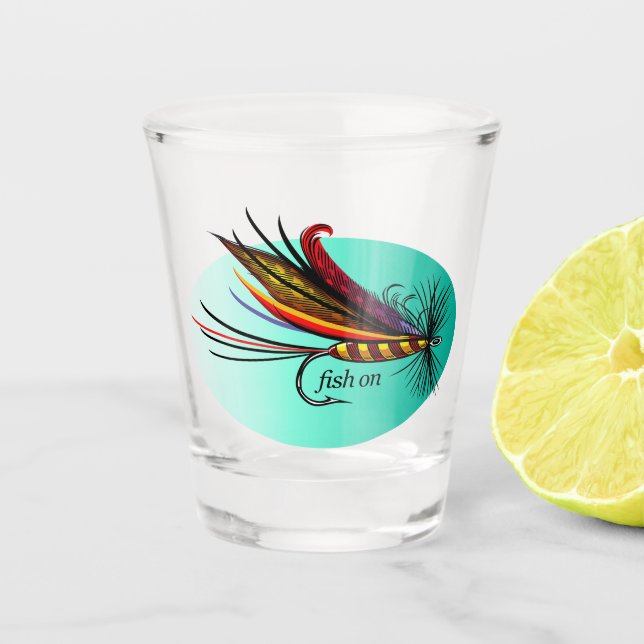 Vaso De Chupito pescado en (mosca) (Anverso)