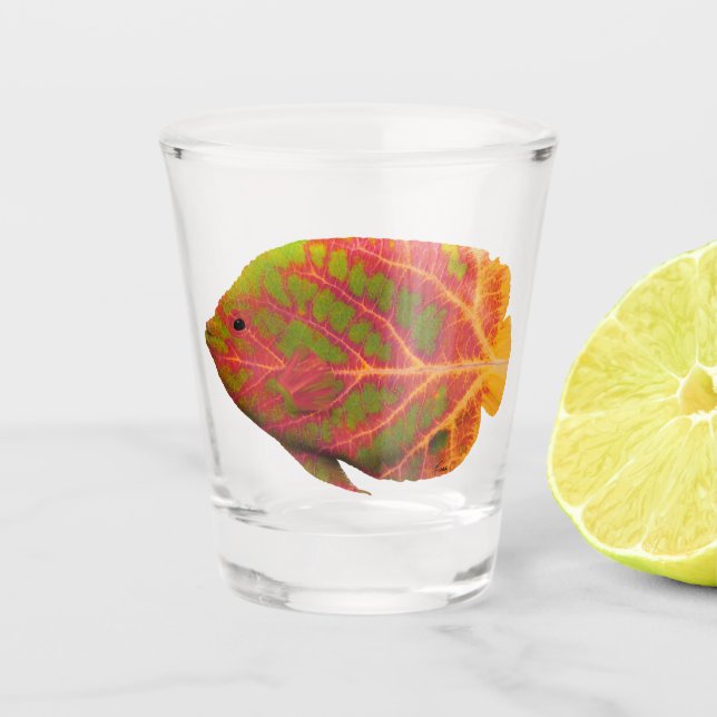 Vaso De Chupito Pescado tropical de hoja de ave 1 (Anverso)