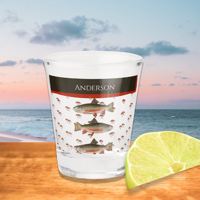 Vaso De Chupito Pescadores Monogramados vuelan pescando trucha rot (Subido por el creador)