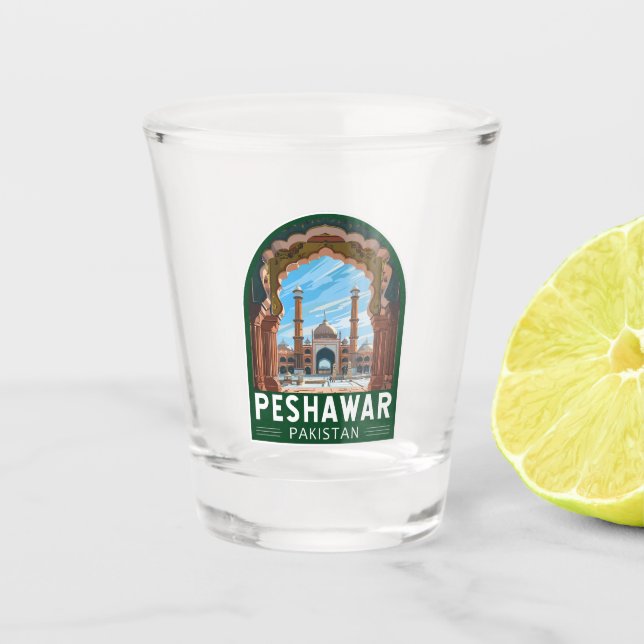 Vaso De Chupito Peshawar Pakistán Viaje al arte (Anverso)